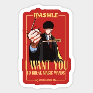 MASHLE: MAGIC AND MUSCLES (I WANT YOU) RED (GRUNGE STYLE) Sticker